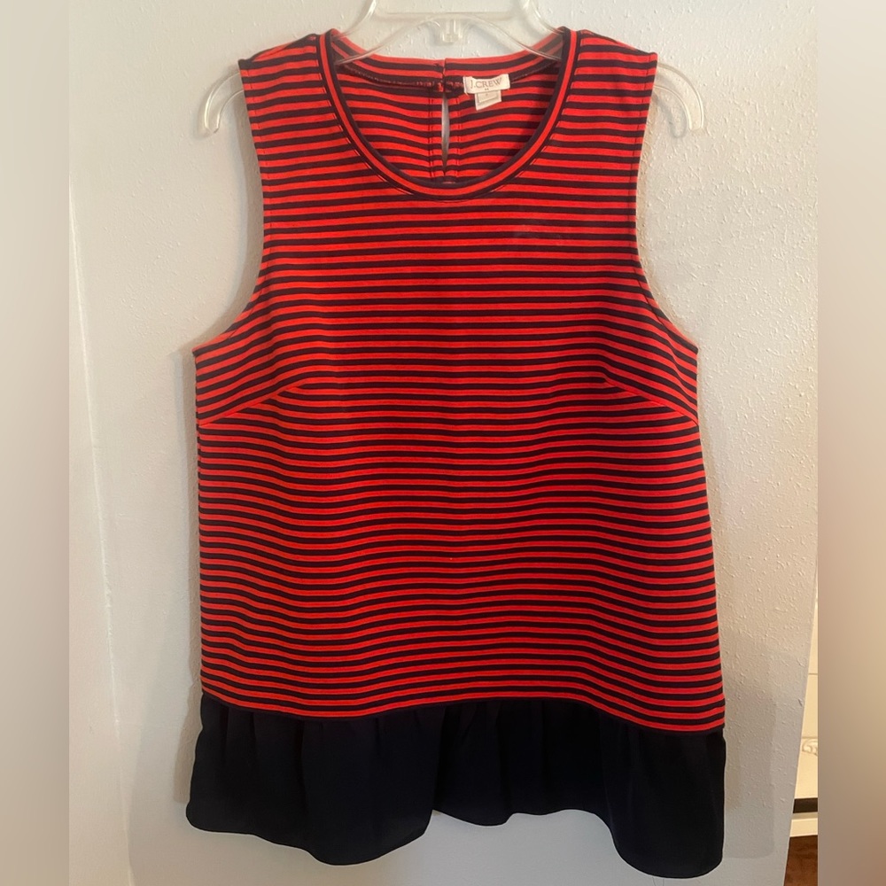 J. Crew Orange and Blue Stripe Sleeveless Blouse